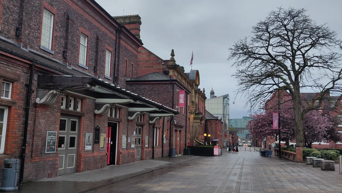 Parr Hall’s red-brick exterior on Palmyra Square, photographed on 11 April 2024. File photograph.
