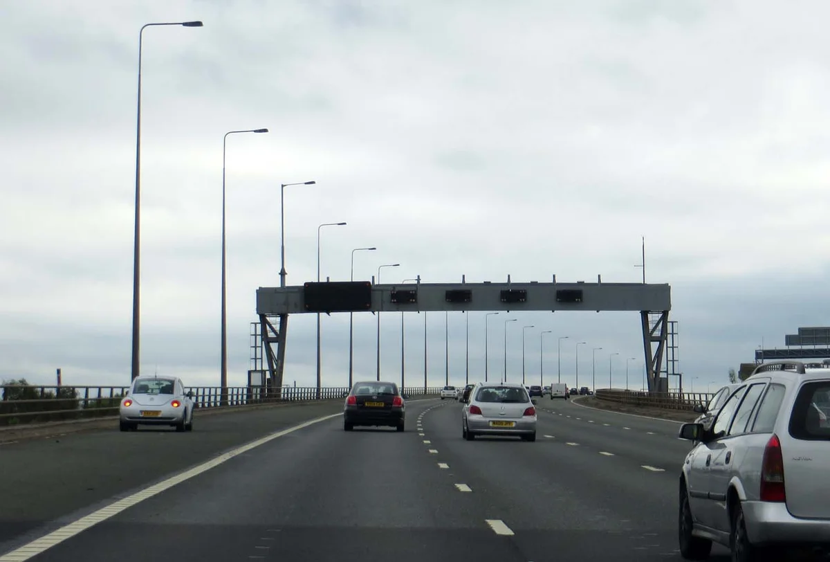 The M6 heading south on the Thelwall Viaduct on 20 June 2015, before the reported works.